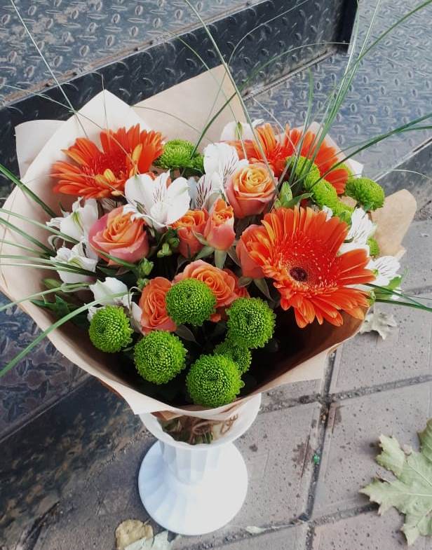 Букет цветов из: Герберы, Хризантемы, Альстромерии и Розы в Староюрьево