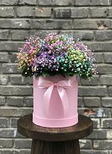 Цветочная композиция из Гипсофила и Розы в шляпной коробке в Староюрьево