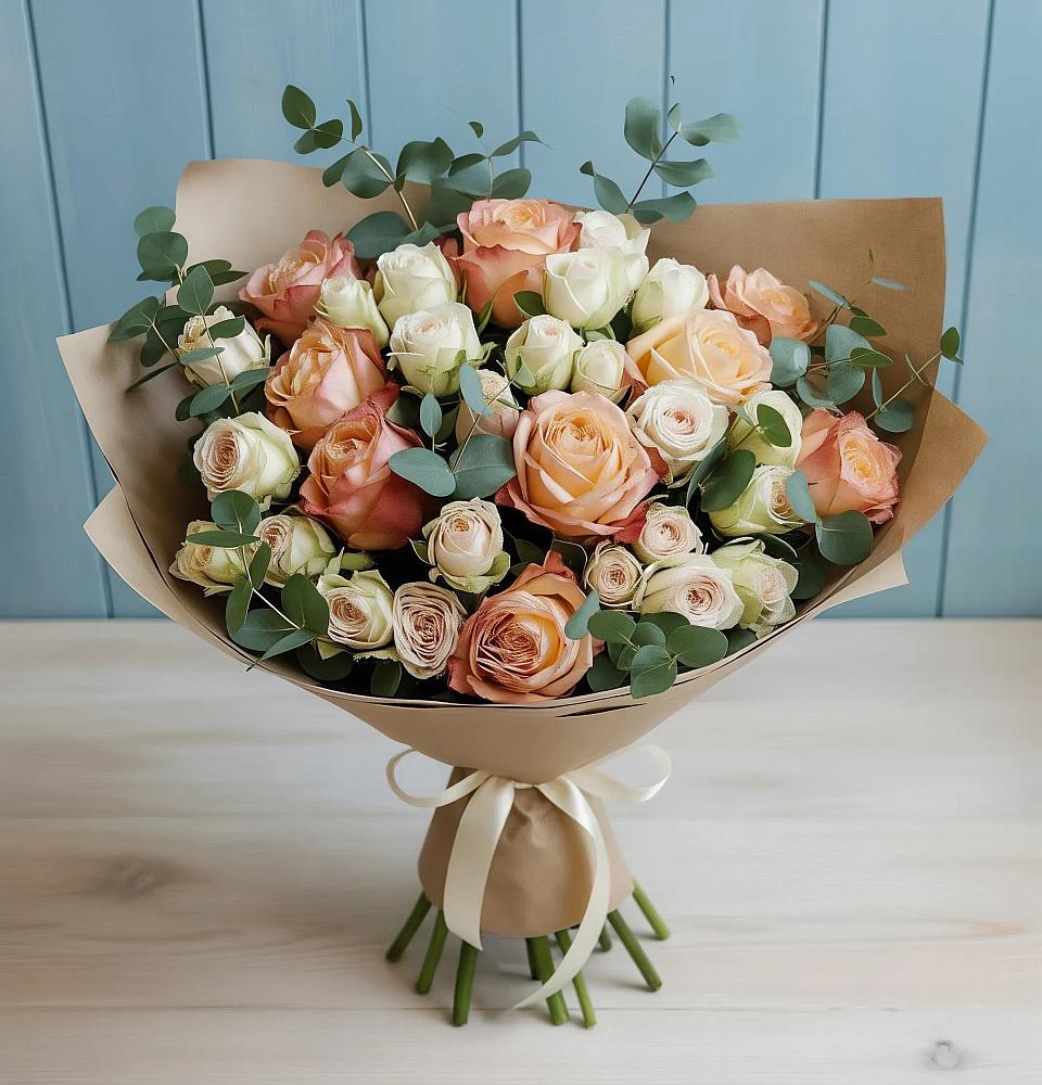 Букет цветов из: Альстромерии и Розы в Староюрьево