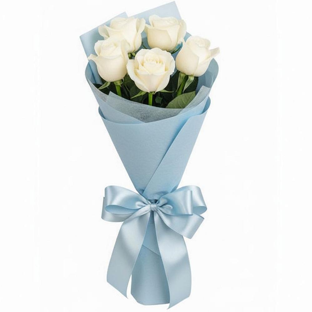 Букет 5 Белых роз Проуд в Староюрьево