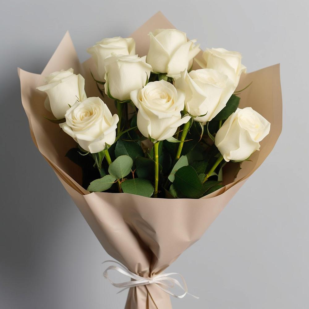 Букет 9 Белых роз Эдлесс Лав в Староюрьево