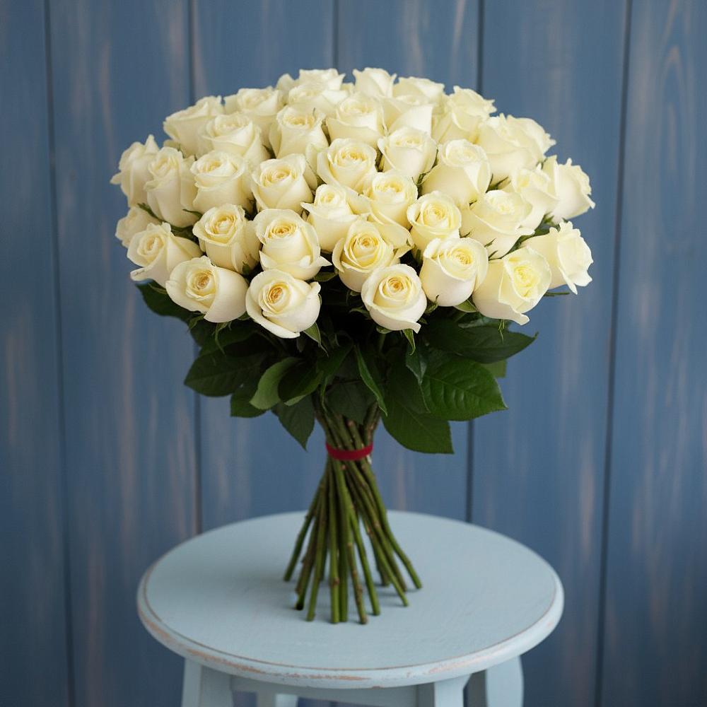 Букет 51 Белая роза Эдлесс Лав в Староюрьево