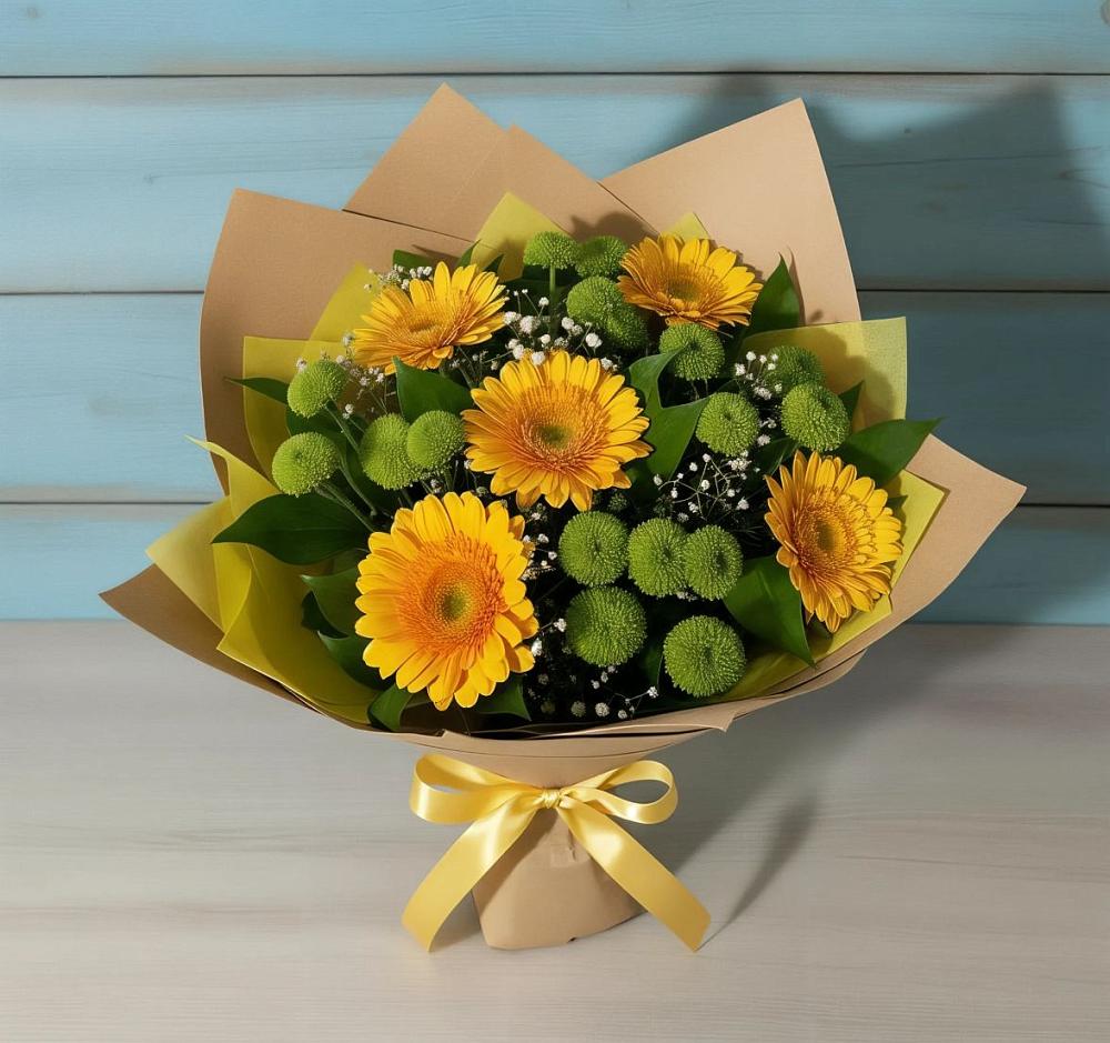 Букет цветов из: Герберы и Хризантемы в Староюрьево