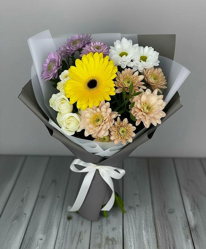 Букет цветов из: Розы, Герберы и Хризантемы в Староюрьево