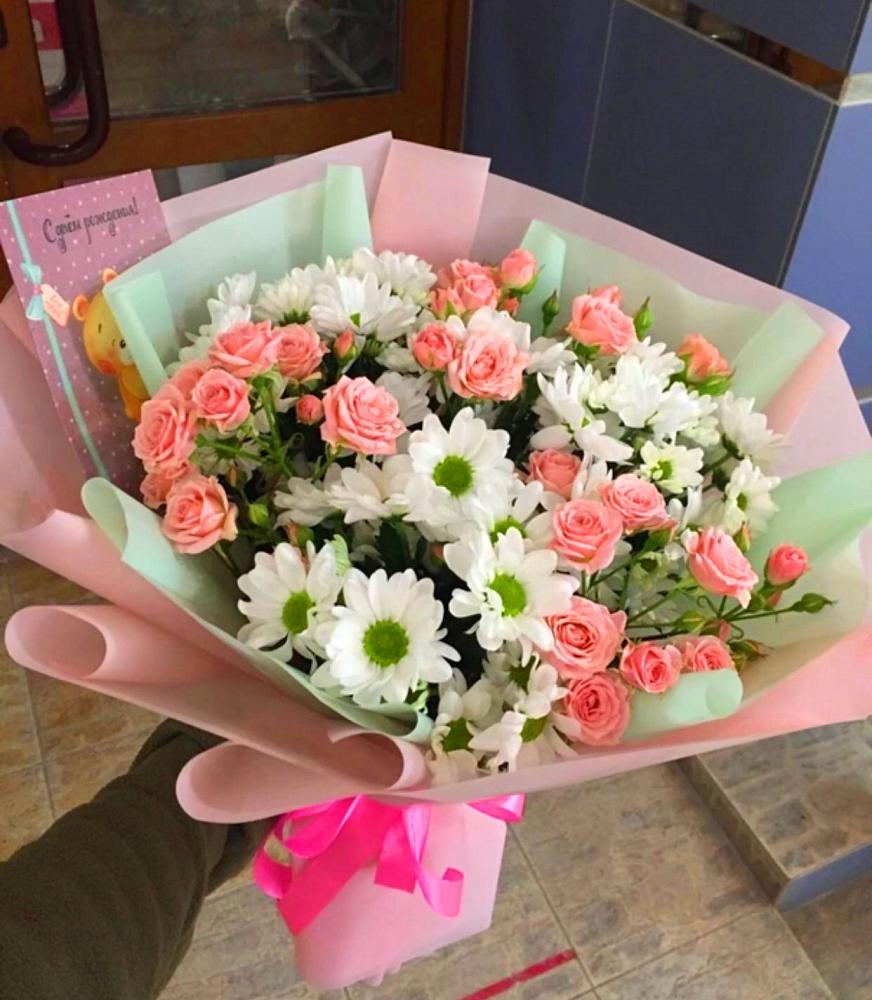 Букет цветов из: Розы и Хризантемы в Староюрьево