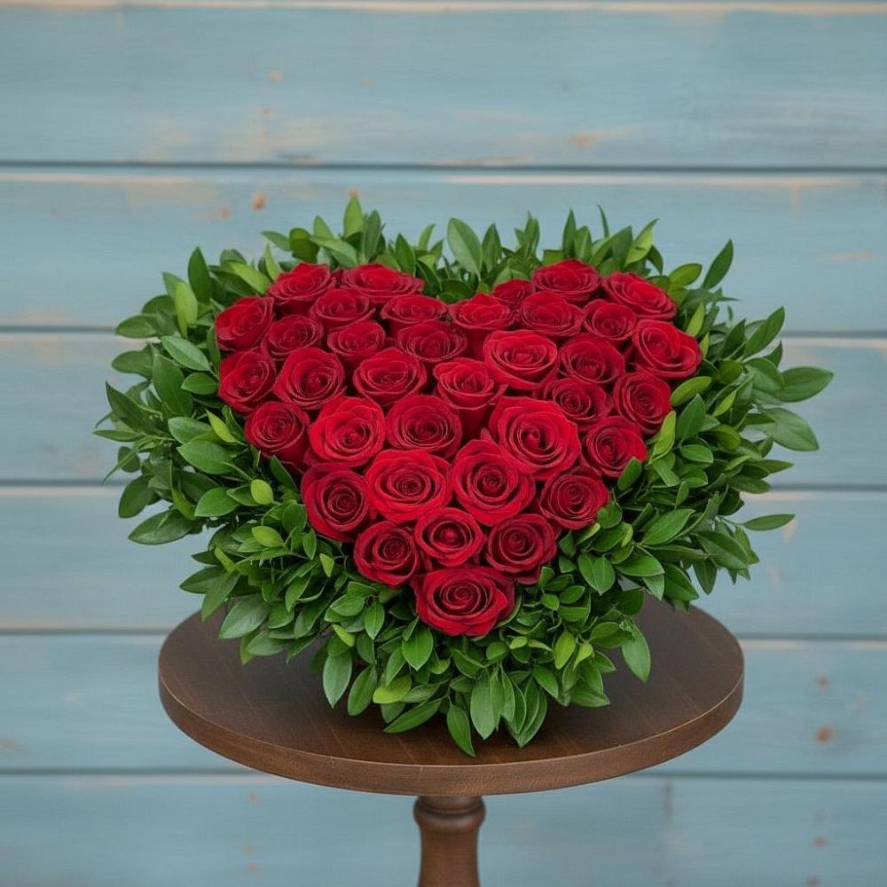 Цветочная композиция из Розы в виде сердца в Староюрьево