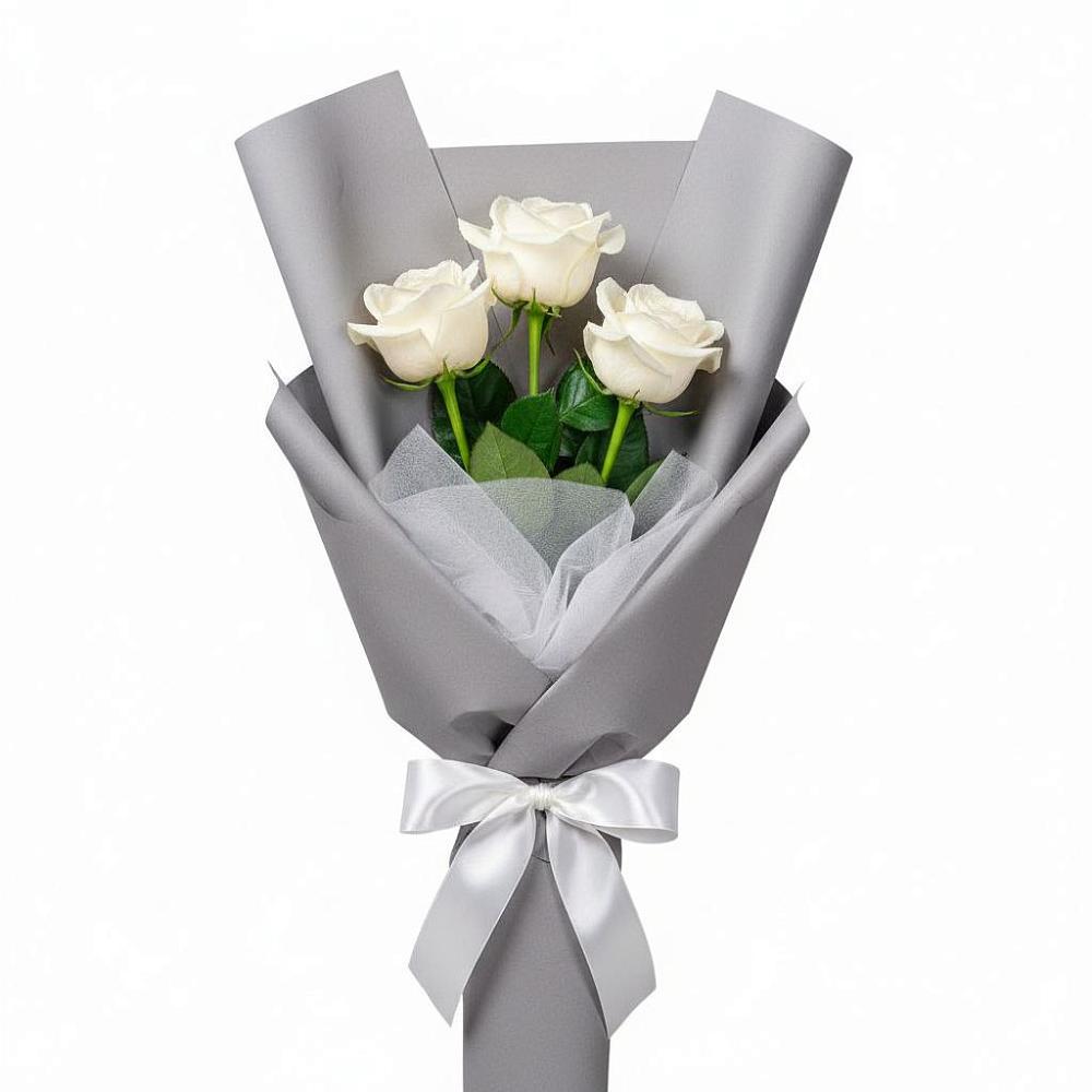 Букет 3 белые розы в Староюрьево