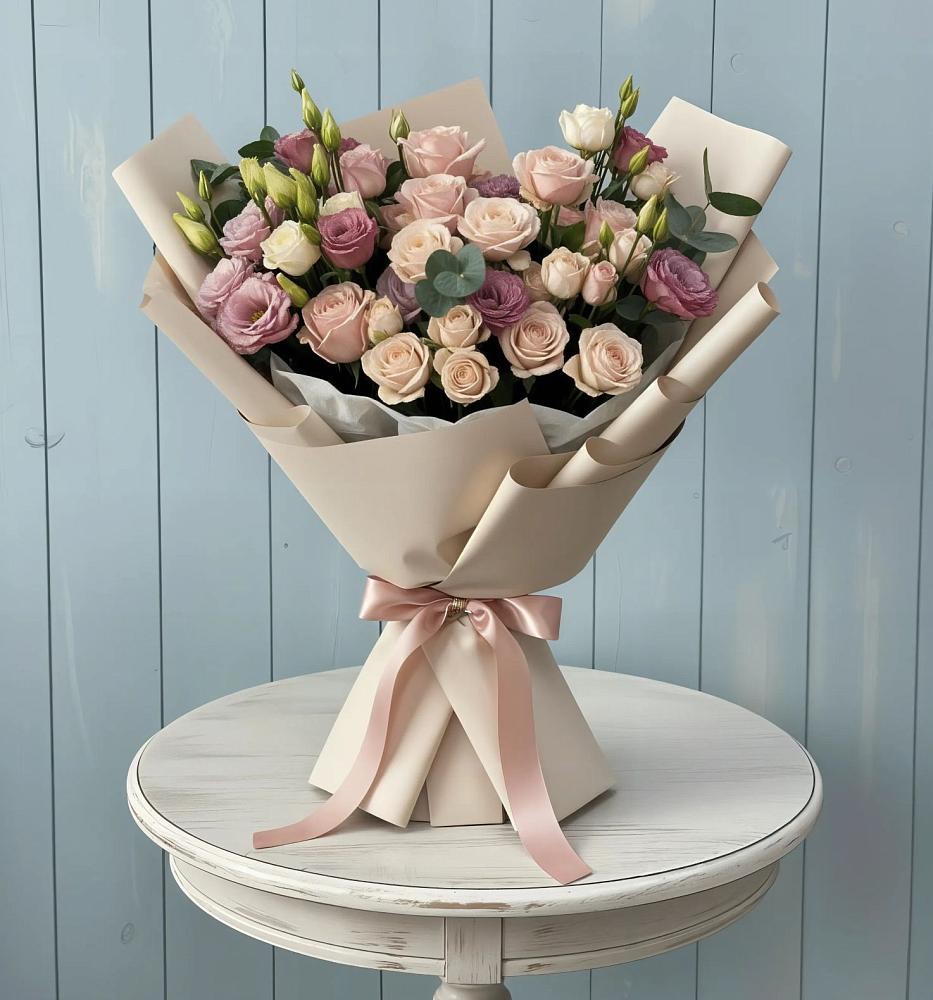 Букет цветов из: Розы и Лизиантусы в Староюрьево