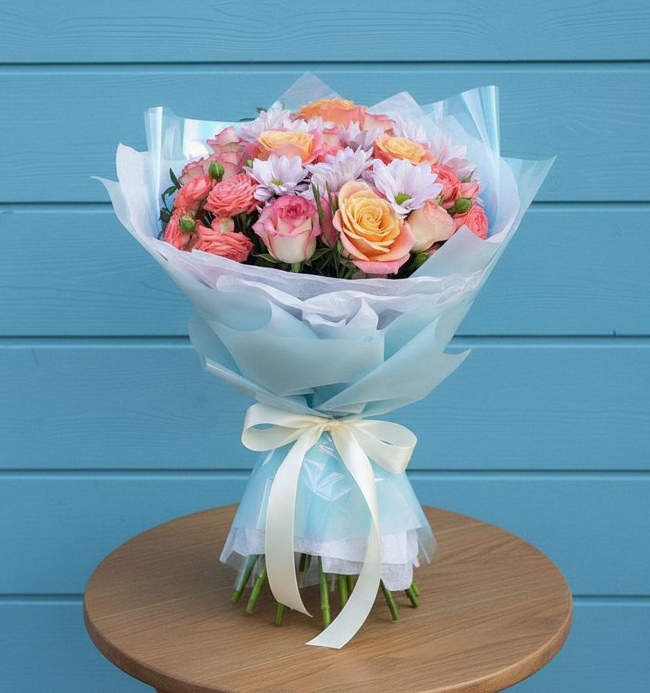 Букет цветов из: Хризантемы и Розы в Староюрьево