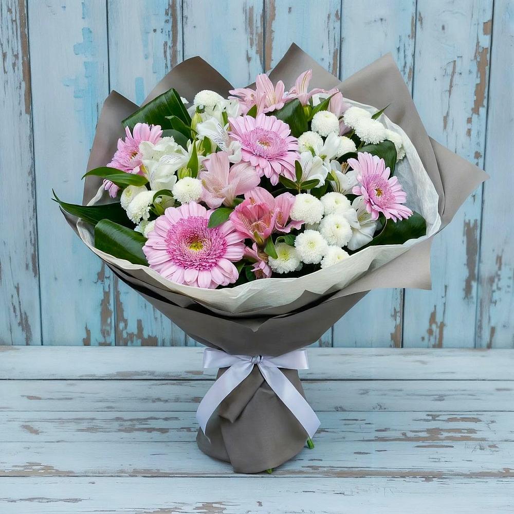 Букет цветов из: Герберы, Альстромерии и Хризантемы в Староюрьево