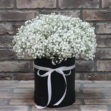 Цветочная композиция из Гипсофила в шляпной коробке в Староюрьево
